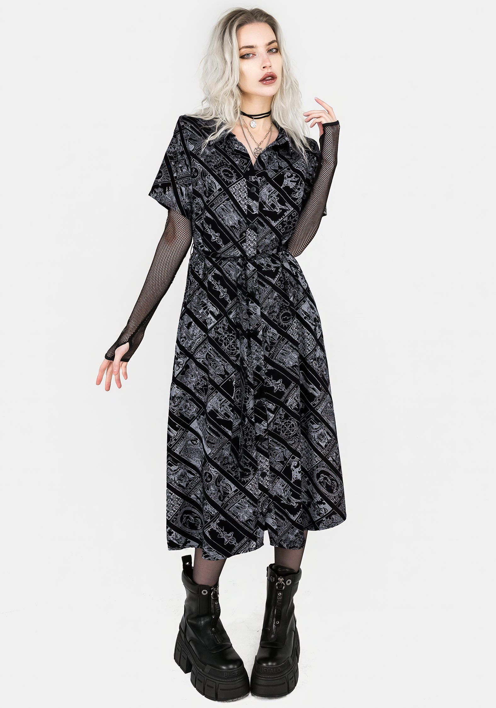 Cartomancy Midi Shirt Dress – Disturbia