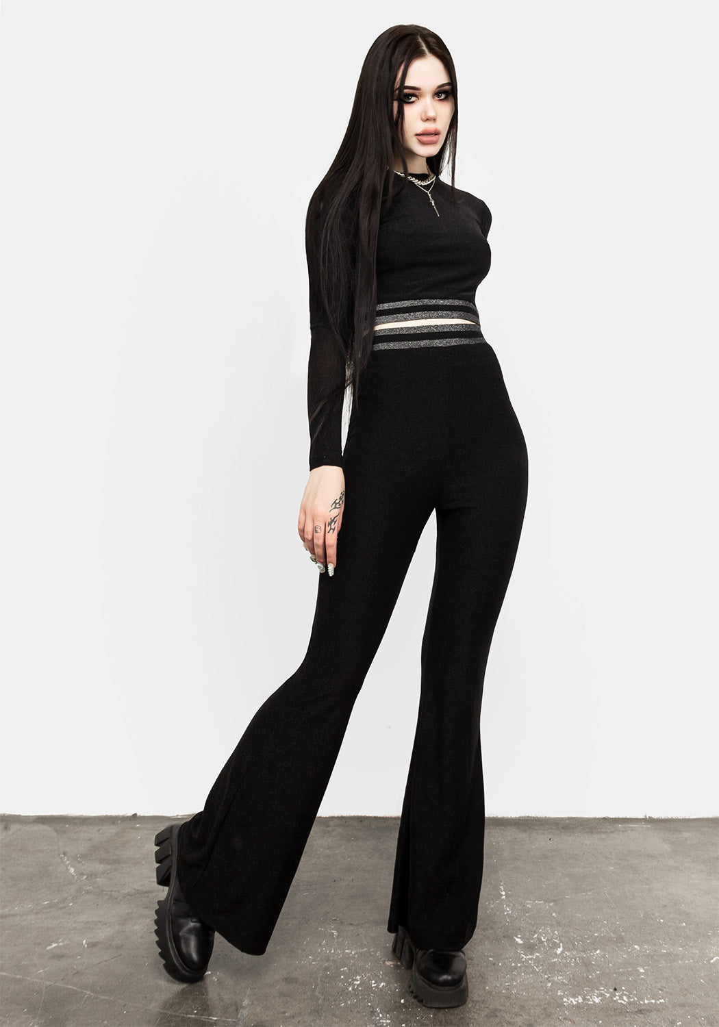 Black fashion sparkly flares