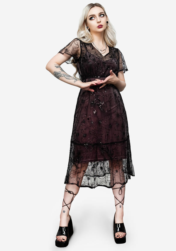 Lune Sequined Tiered Velvet Slip Dress