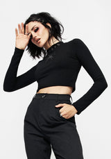 Atracid Embroidered Funnel Neck Crop Top