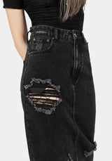 Ursula Distressed Denim Midaxi Skirt