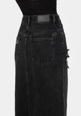 Ursula Distressed Denim Midaxi Skirt