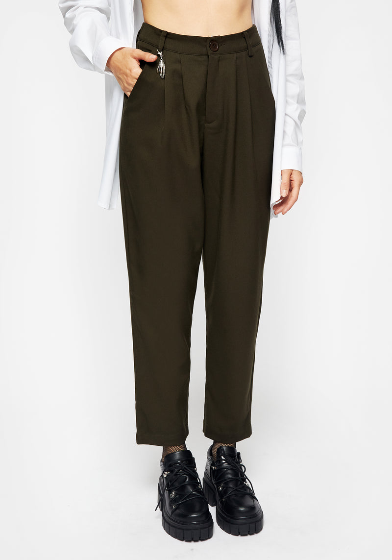 Malverde High Waist Tapered Trousers - Green