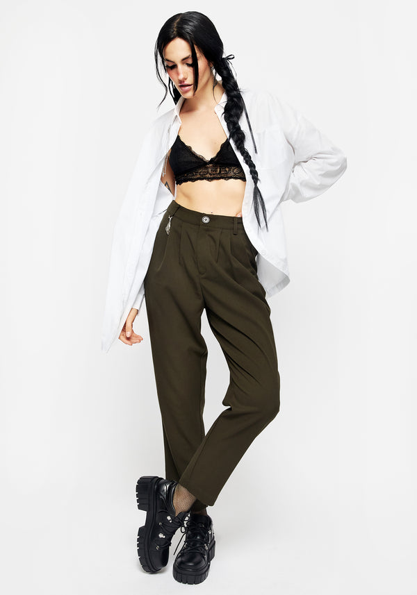 Malverde High Waist Tapered Trousers - Green