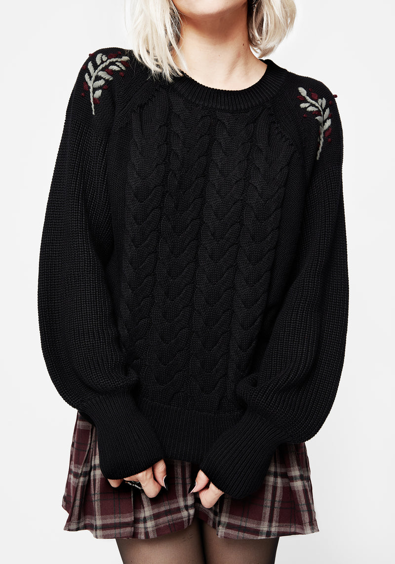 Patrice Embroidered Cable Knit Jumper