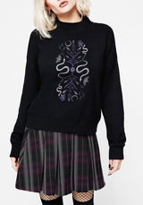 Dominion Snake Embroidered Knit Jumper