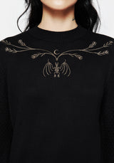 Spectral Bat Embroidered Balloon Sleeve Jumper