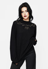 Spectral Bat Embroidered Balloon Sleeve Jumper