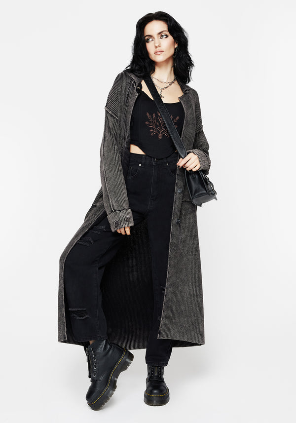 Allison Distressed Knit Longline Cardigan