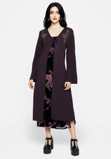 Sunniva Embroidered Tie Front Longline Knit Cardigan