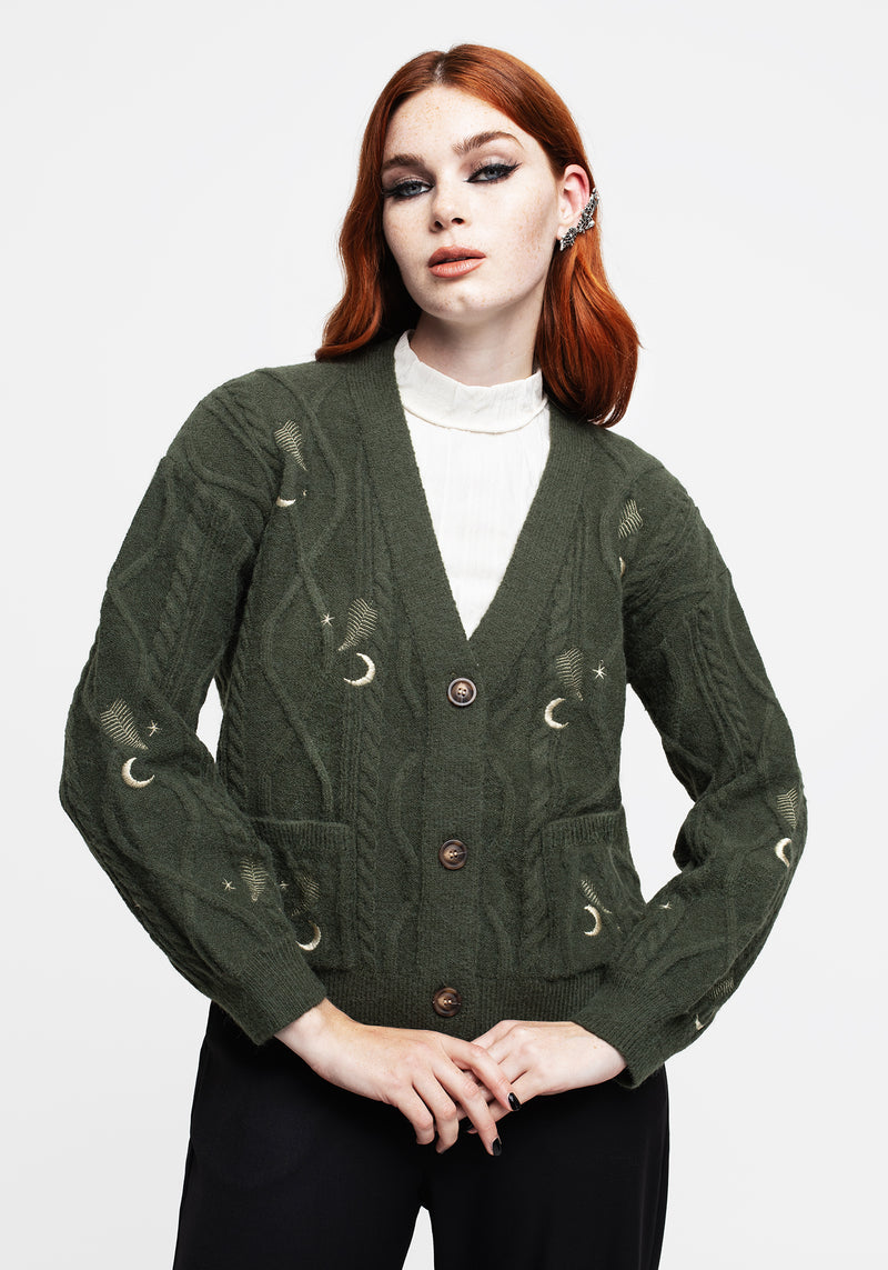 Dianne Embroidered Cable Knit Cardigan