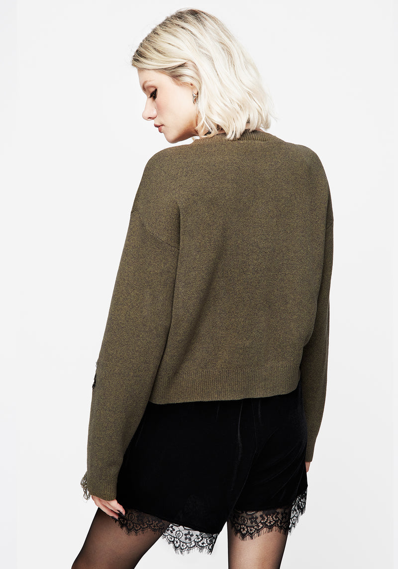 Vertebrae Graphic Knit Crop Cardigan