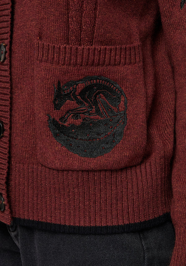 Foxfire Bestickt Zopf Gestrickt Cardigan