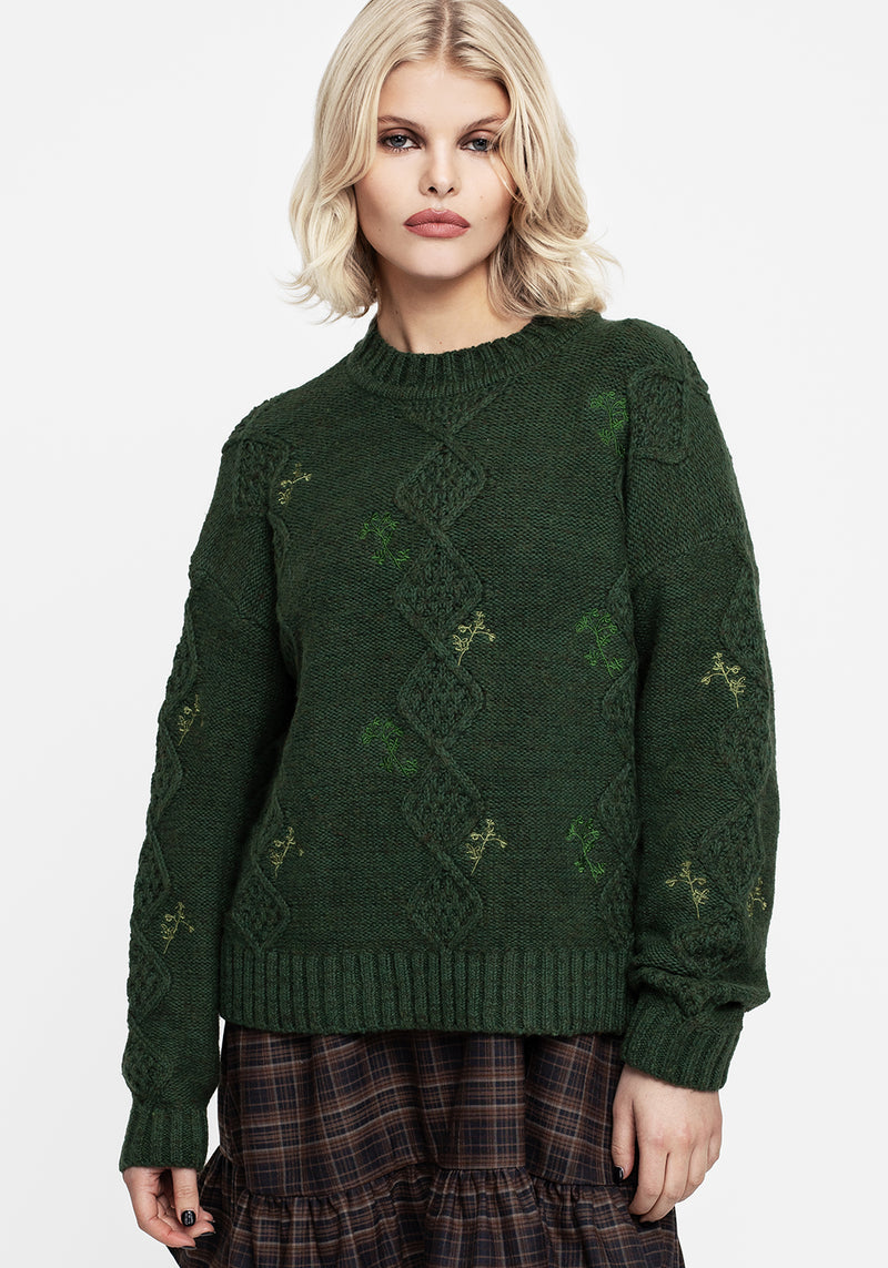 Barberry Embroidered Diamond Knit Jumper