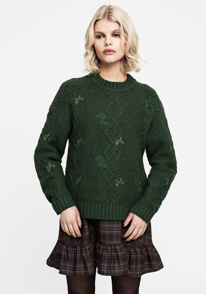 Barberry Embroidered Diamond Knit Jumper