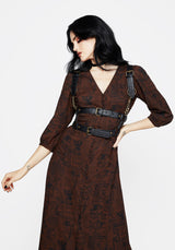 Daemonologie Woodcut Print Button Up Midaxi Dress