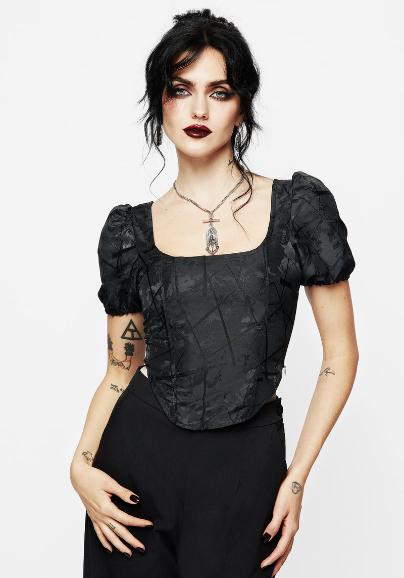 Chatelaine Puff Sleeve Corset Top Disturbia