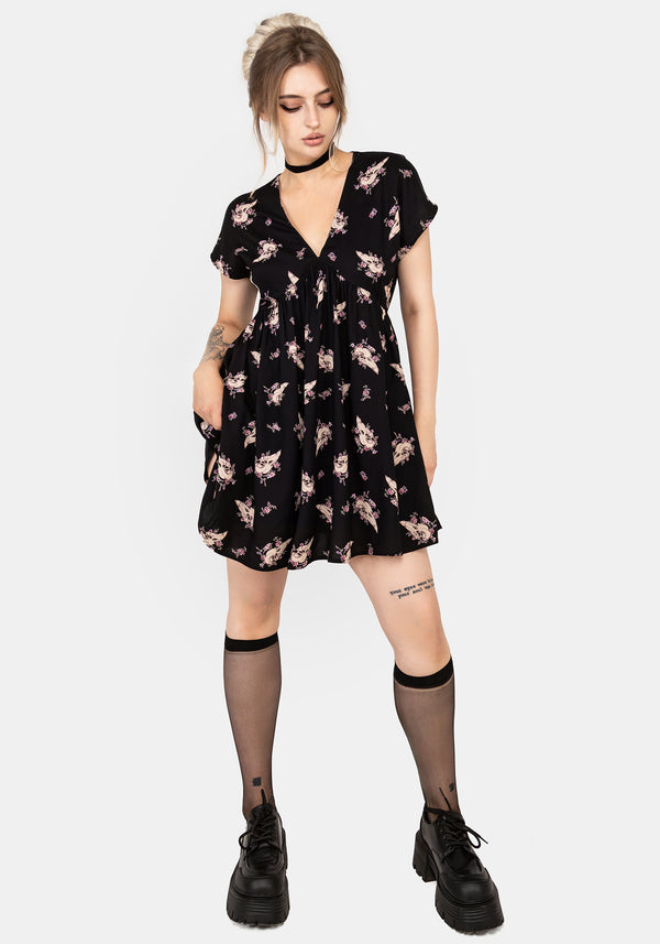 Carrion V-Neck Mini Smock Dress