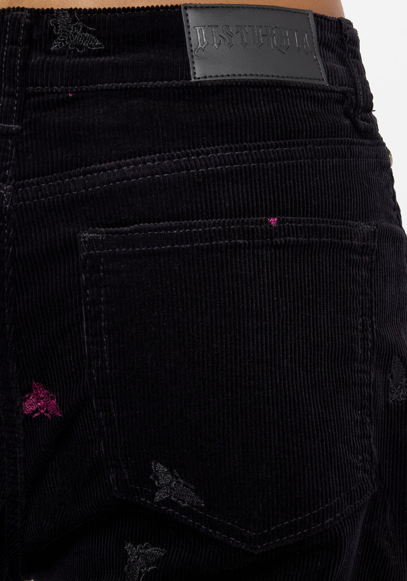 Styx Moth Embroidered Cord Trousers