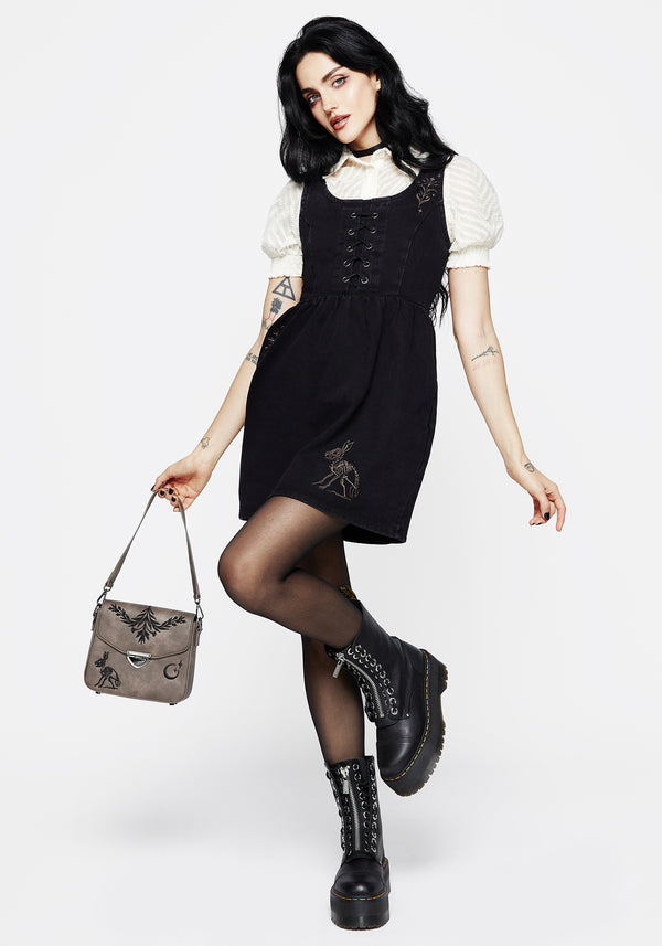 Hester Embroidered Lace Up Corset Mini Dress