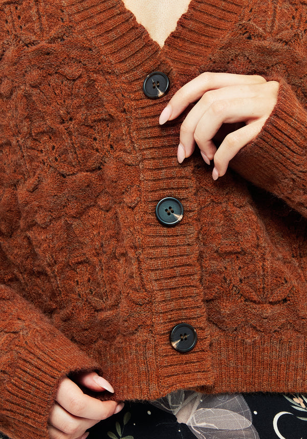 Cadmium Pointelle Knit Cardigan