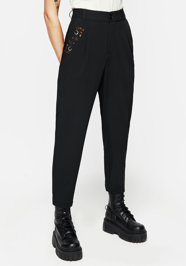 Japonica Floral Moon Embroidered Tapered Trousers