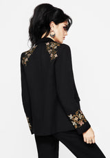 Nasturtium Floral Embroidered Relaxed Blazer