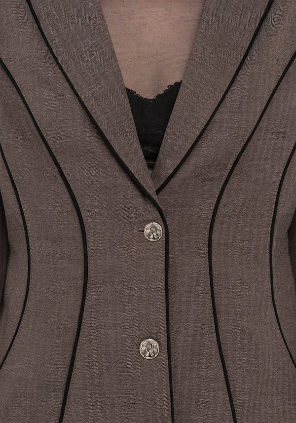 Cointrelle Herringbone Piped Blazer