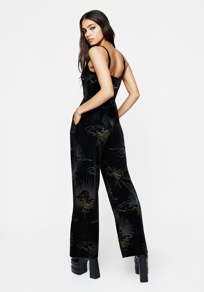 Adelina Foil Print Velour Cami Jumpsuit