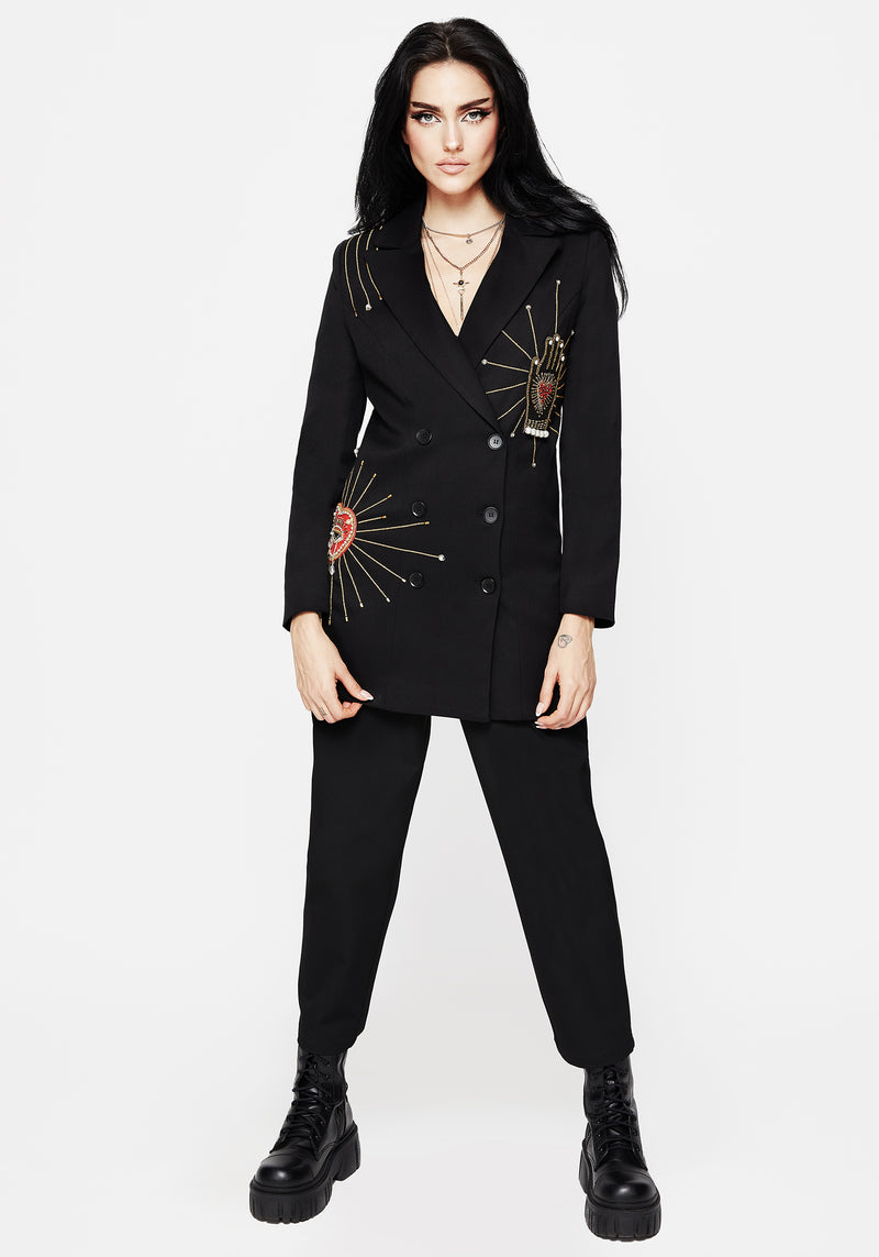 Ingrid Hand Embroidered Applique Blazer Dress