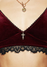 Fallen Velour Cross Charm Bralet