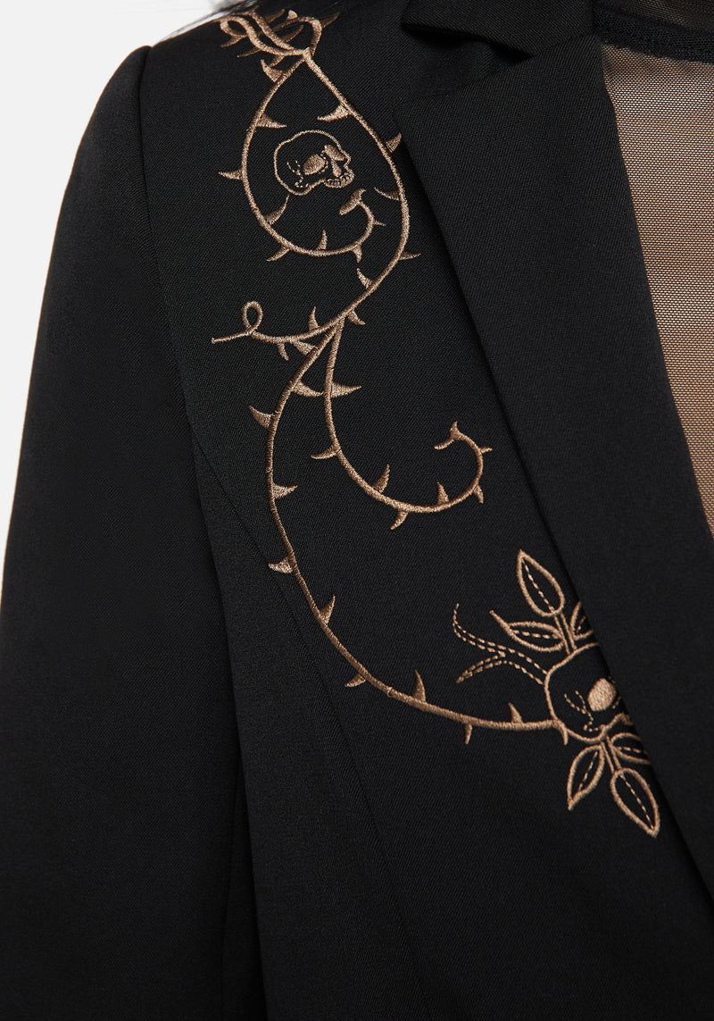 Vanitas Thorn Embroidered Crop Blazer