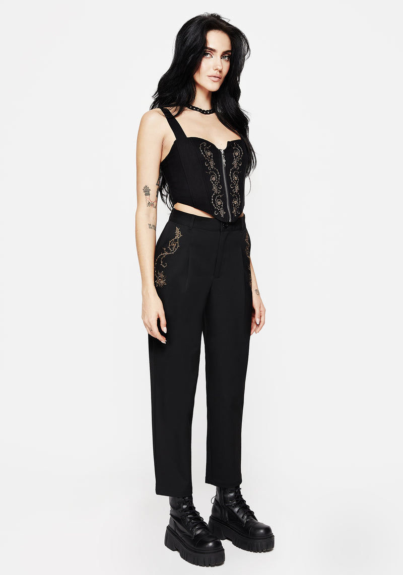 Vanitas Thorn Embroidered Tapered Trousers