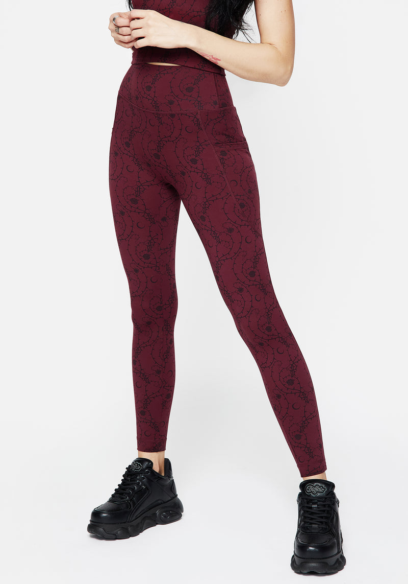 Rosethorn Floral Print Athleisure Sports Leggings