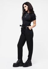 Dinza Tie Waist Tapered Trousers