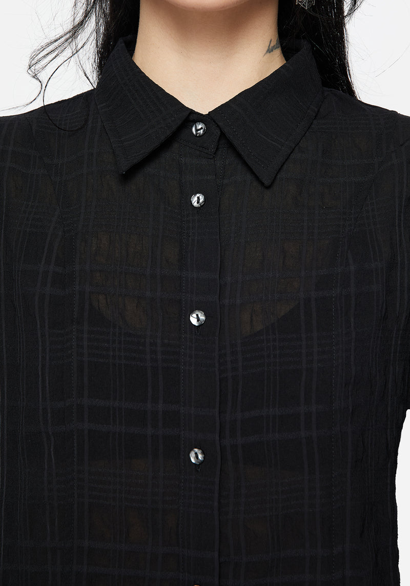 Recluse Check Chiffon Button Up Shirt