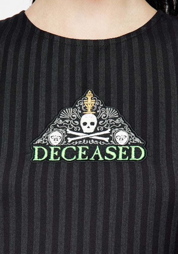 Deceased Bestickt Gestreift Mini Skater Kleid