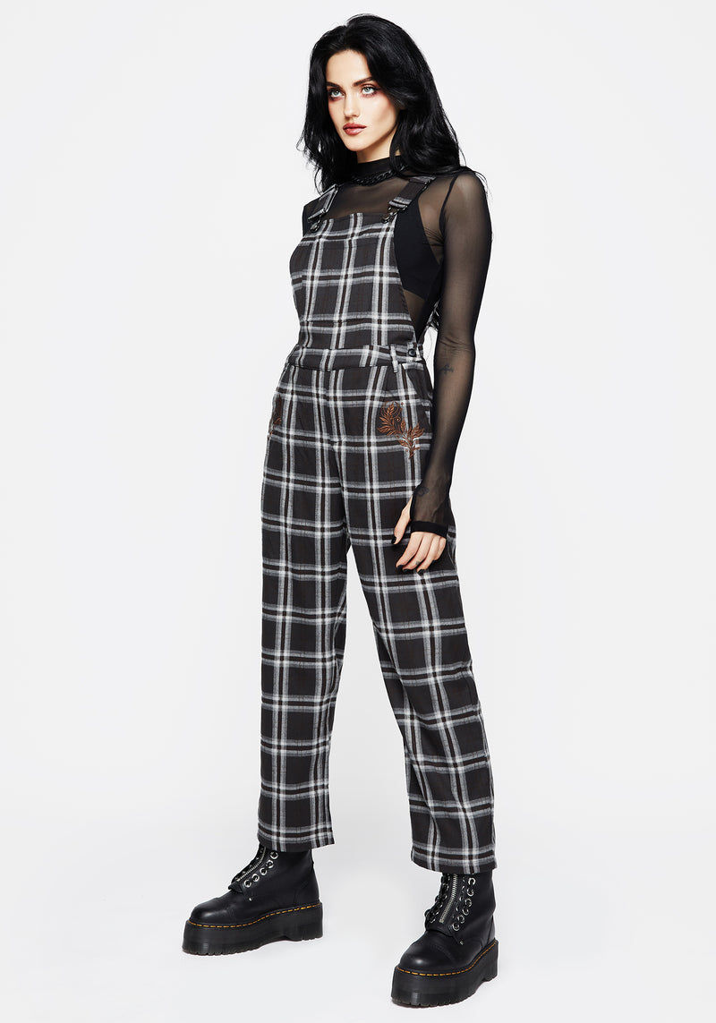 Persimmon Embroidered Check Dungarees