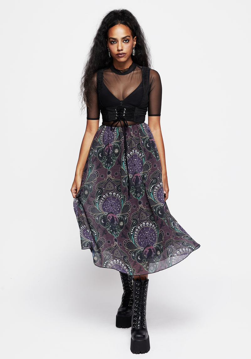 Clarette Chiffon Layered Midi Skirt