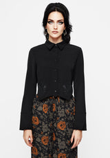 Linden Embroidered Collared Crop Shirt