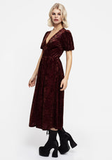 Essence Crushed Velour Button Up Midi Dress