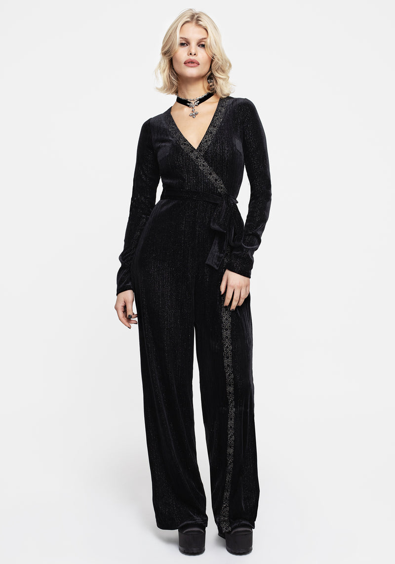 Otherworld Embroidered Faux Wrap Jumpsuit