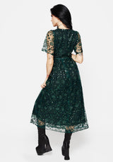 Glimmer Embroidered Sequin Lace Angel Sleeve Midaxi Dress