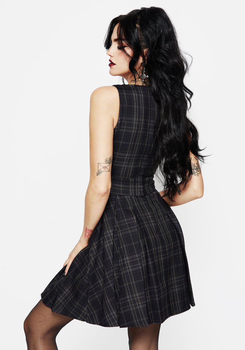 Reckless Check Mini Pinafore Dress