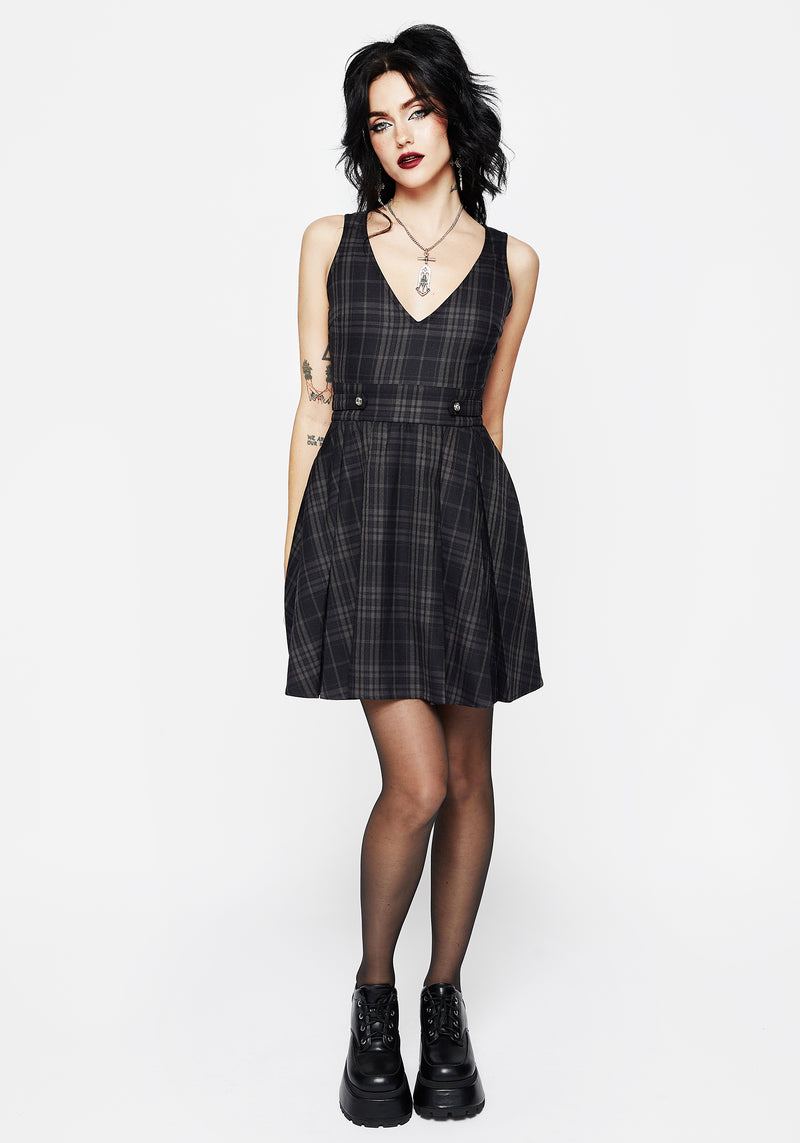 Reckless Check Mini Pinafore Dress