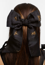 Insectarium Embroidered Organza Bow Barette Hair Clip