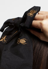 Insectarium Embroidered Organza Bow Barette Hair Clip