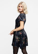 Cleome Floral Spiderweb Velour Mini Dress