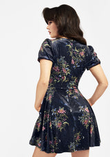 Cleome Floral Spiderweb Velour Mini Dress