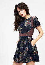 Cleome Floral Spiderweb Velour Mini Dress